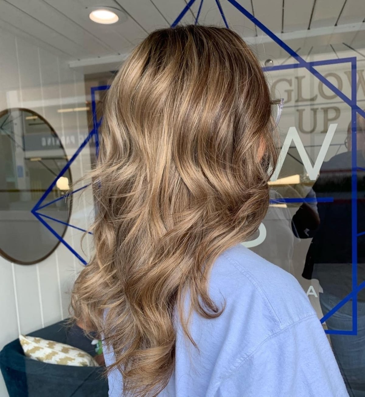 Ash blonde balayage on caramel hair