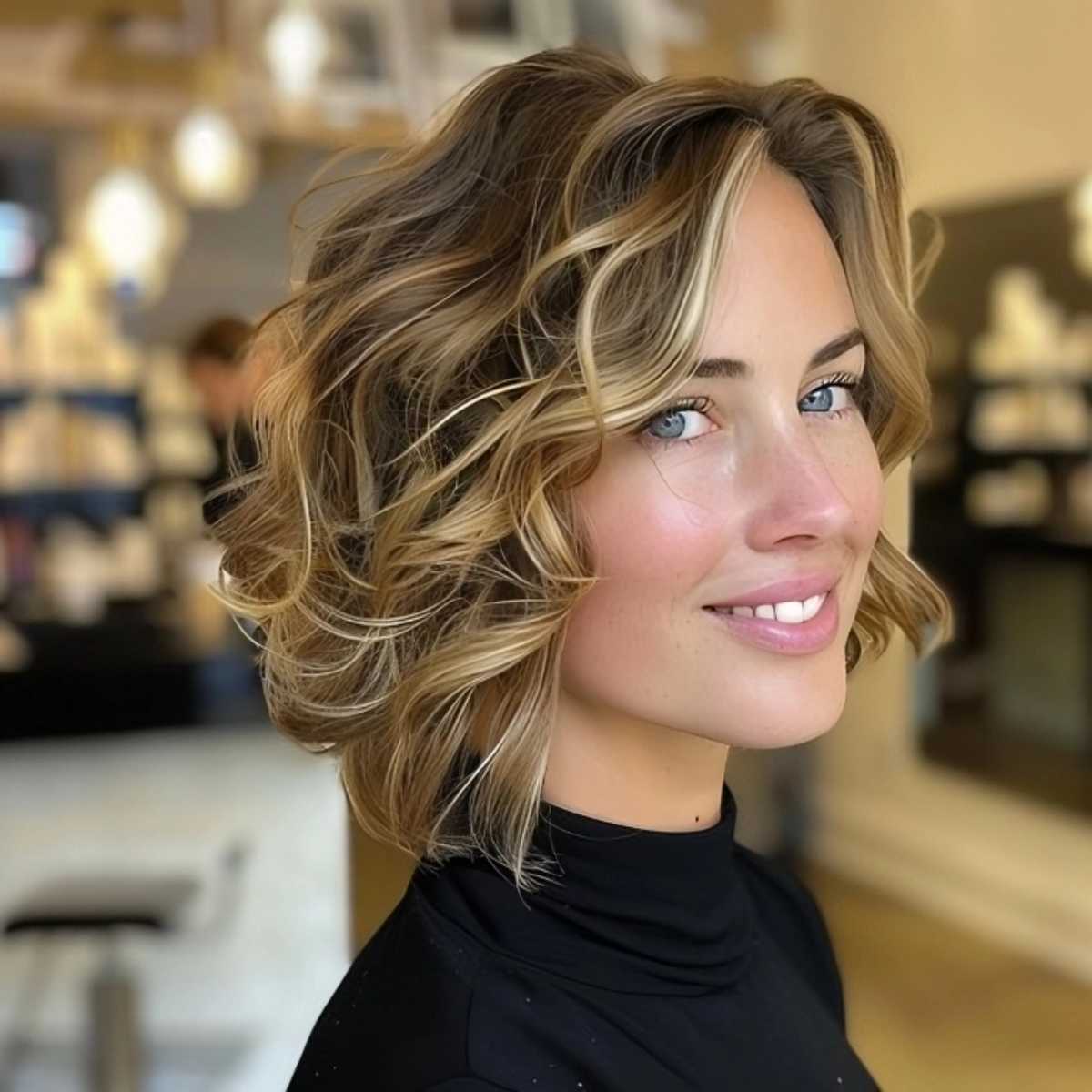 Short Asymmetrical A-Line hairstyle for long faces