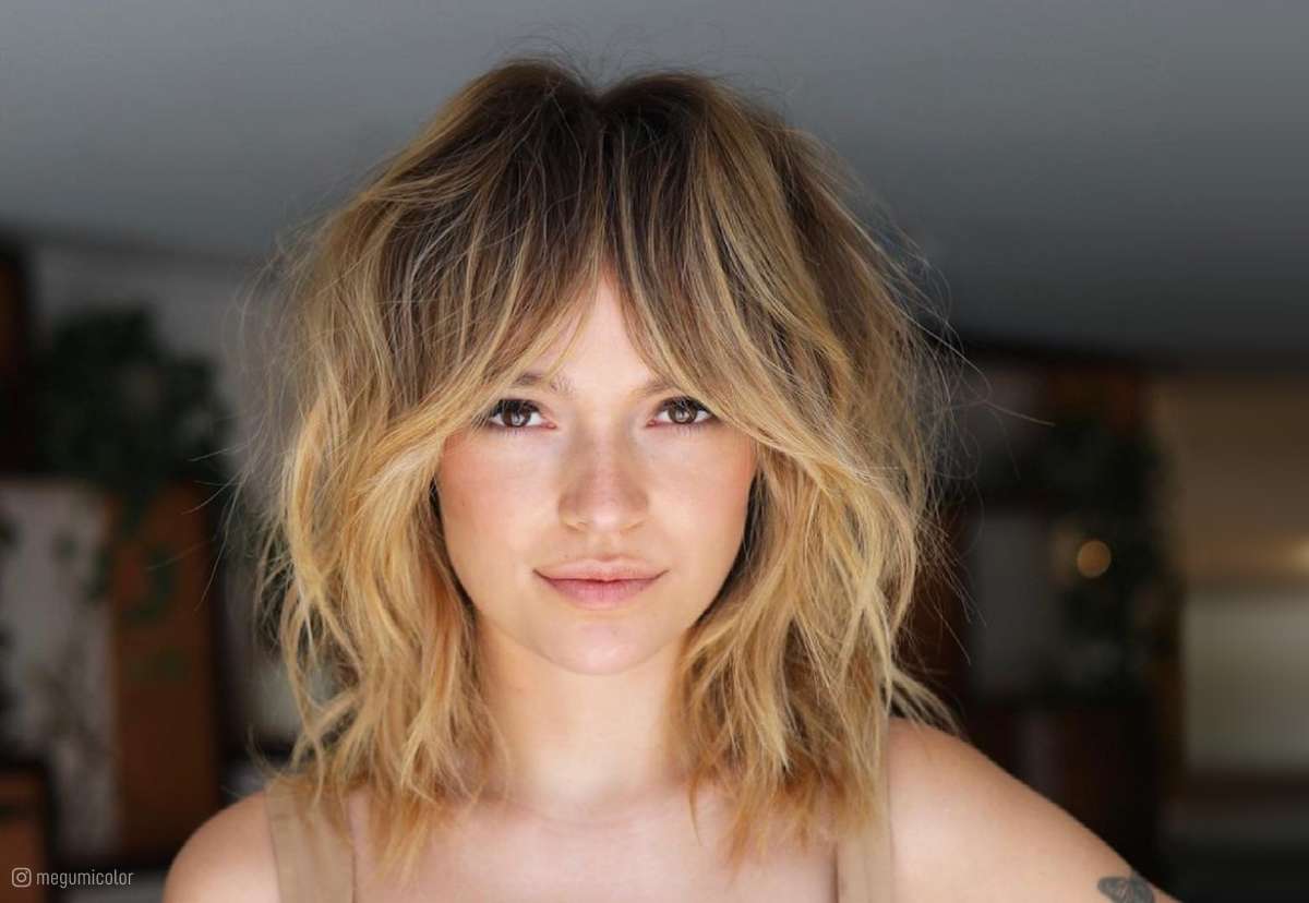 Image of Long bob with a messy fringe lob haircut