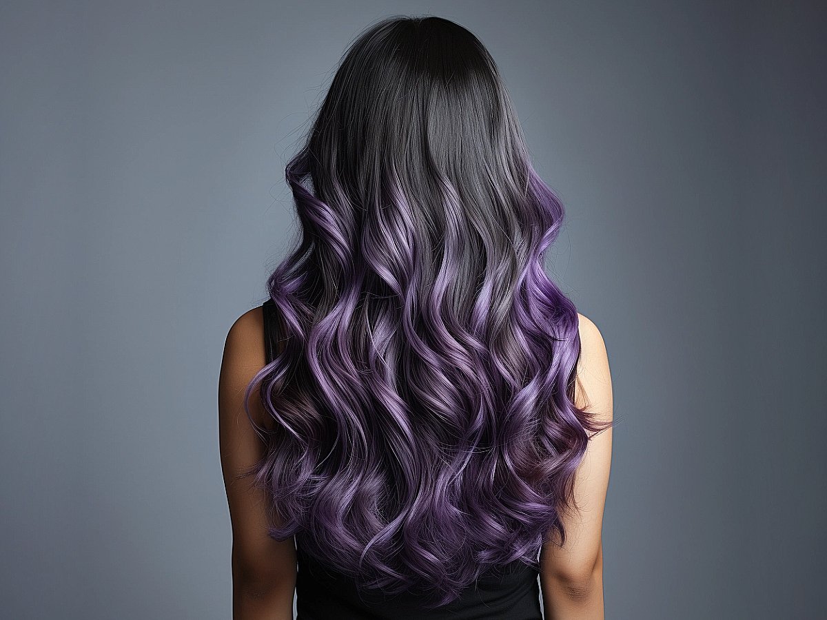 I have light brown hair with balayage highlights - Is my hair light enough  to achieve a similar purple at the salon in one sitting? : r/Hair
