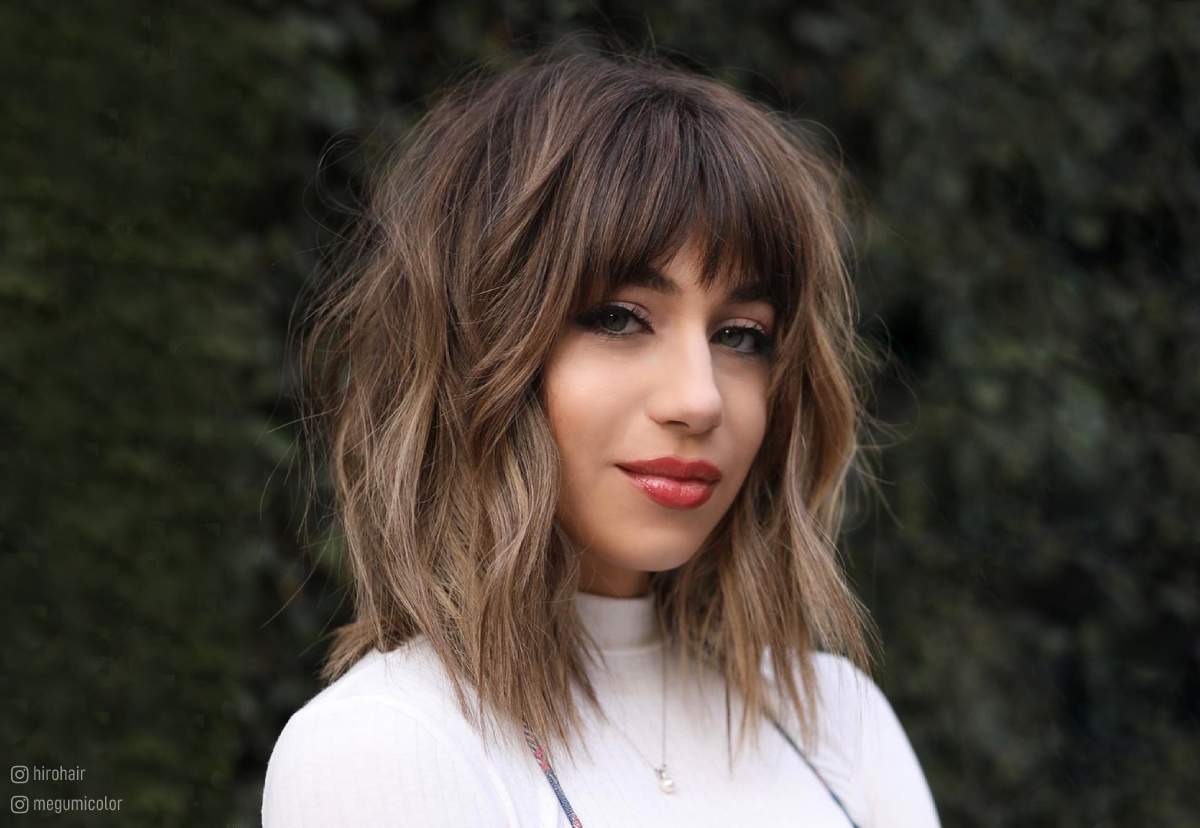 Image of Shaggy blunt bob with side bangs