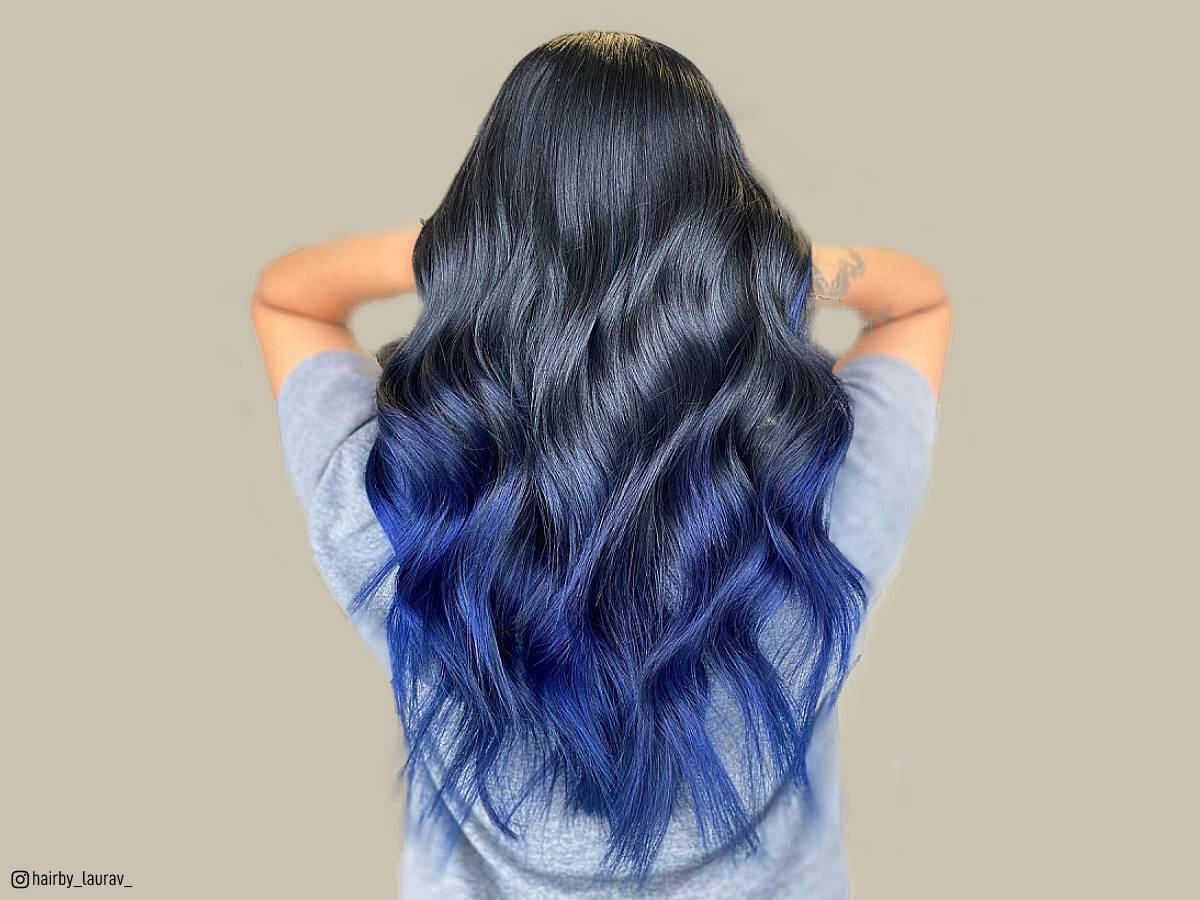 40 Best Blue Highlights on Black Hair Ideas 2022 Updated  Dramatic hair Blue  hair Hair color blue