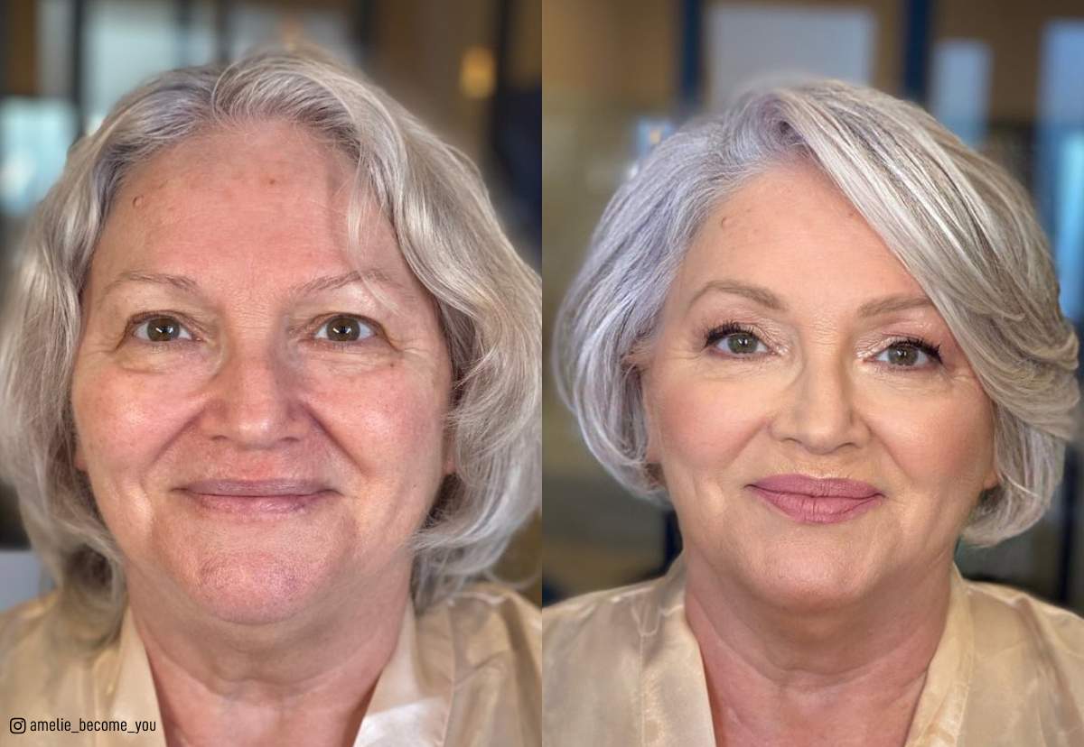 Image of Graduated bob with soft layers for women over 60 oval face