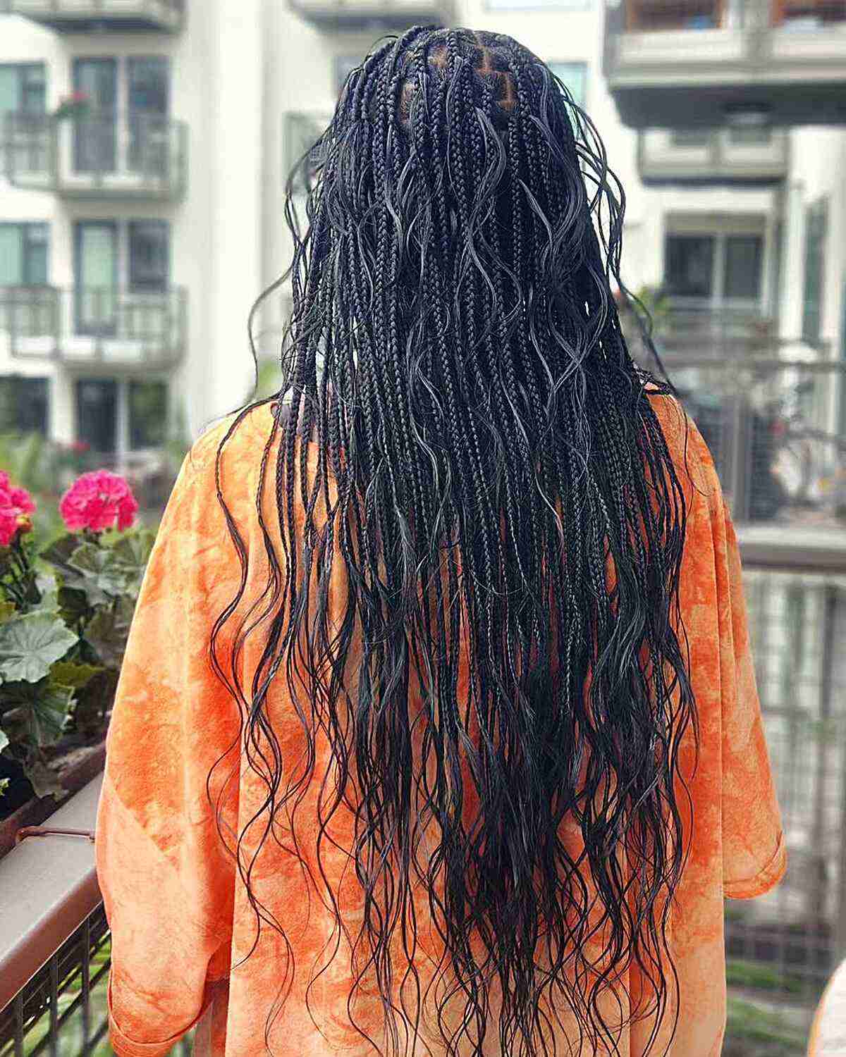 Super Long Boho Knotless Braids with Wavy Pieces
