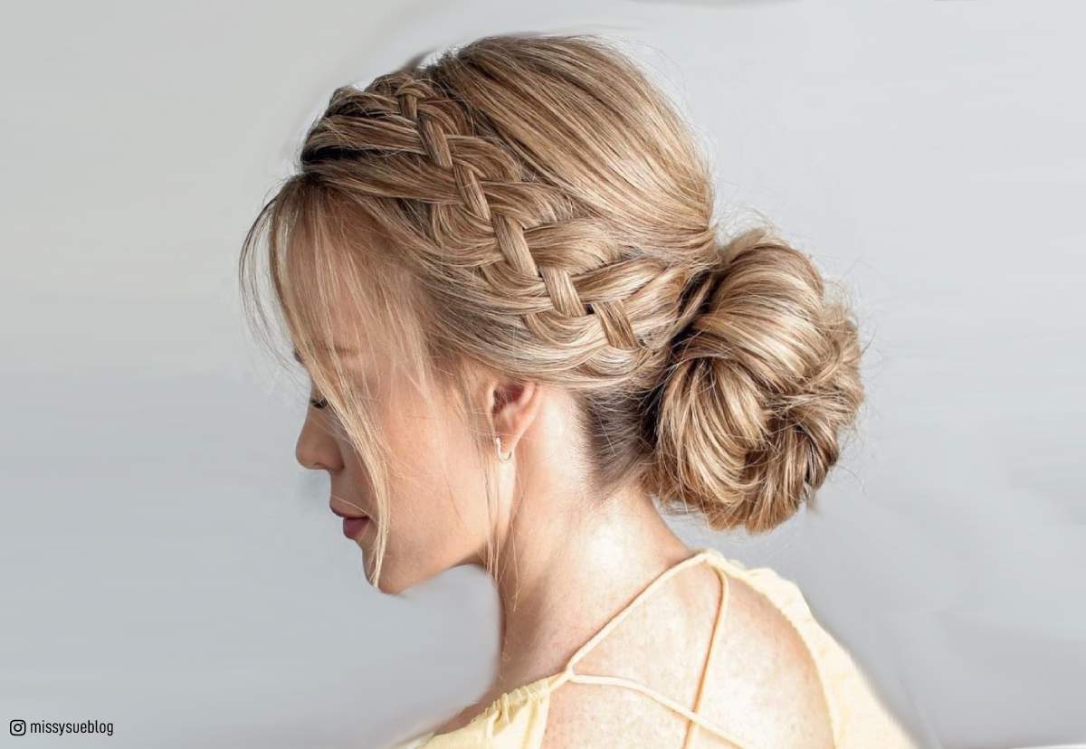 Image of Braided bun hairstyle for long hair