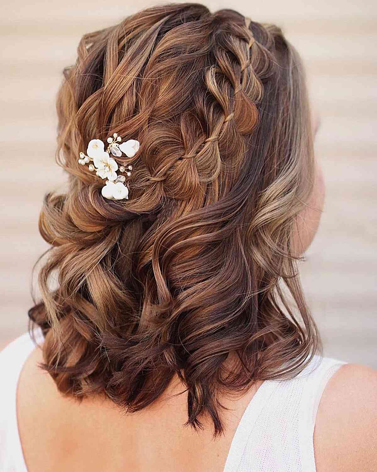 Braided Shoulder-Length Style with Loose Waves