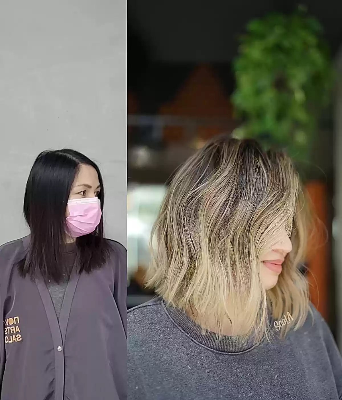 Picture of a bronde textured layers shoulder-length hair