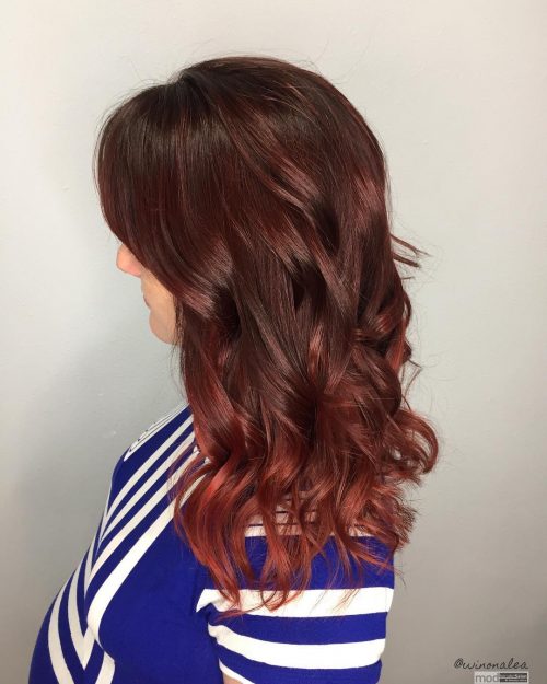 Brownish Red Hair With Deep Red Highlights