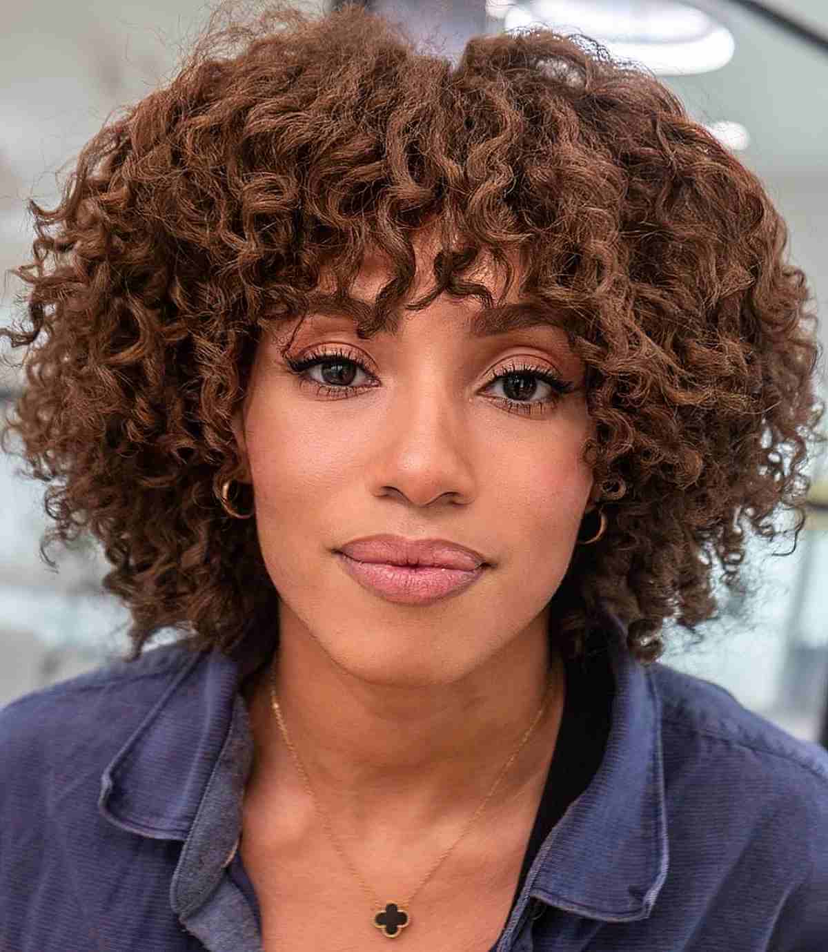 Stunning Brunette Natural Curls for Short Hair