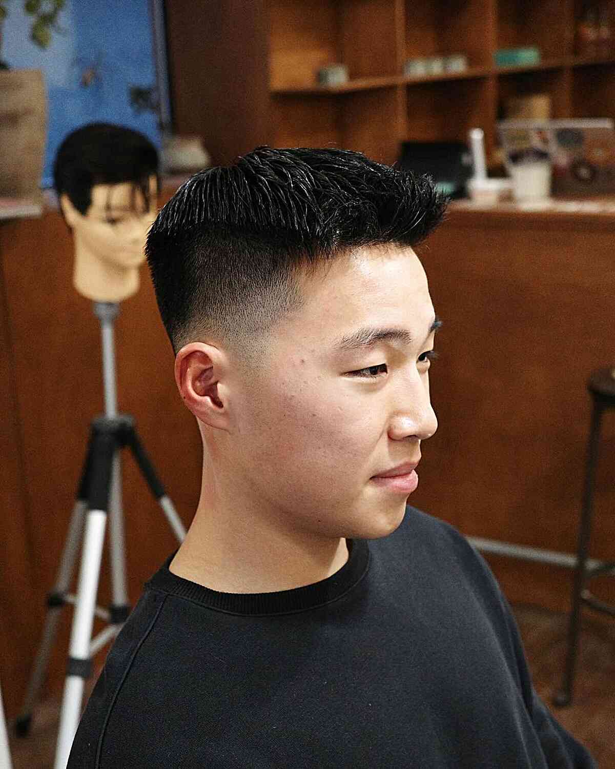 Brushed-up mens crew cut