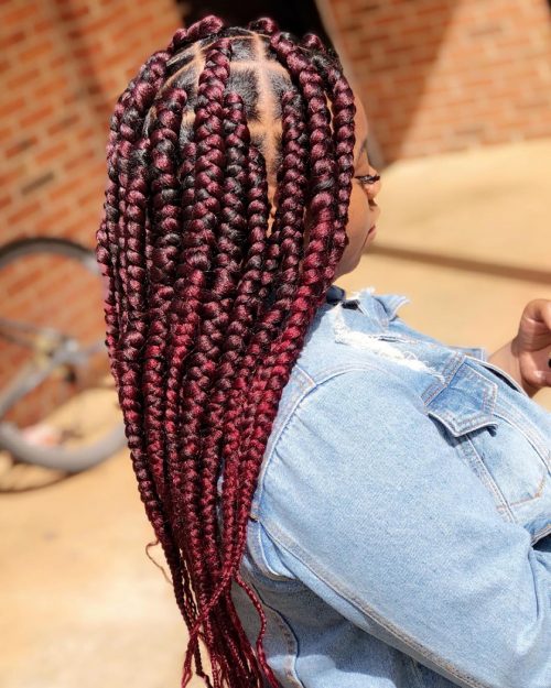 Red box braids are a type of braiding style that divides the pilus into Here are xv Hot Examples of Red Box Braids