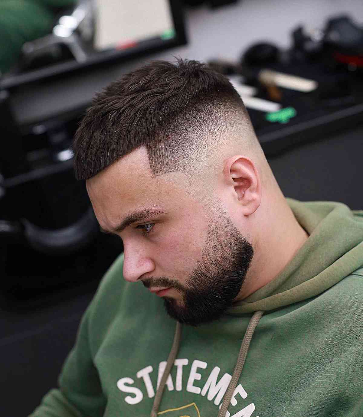 Caesar-Inspired Crew Cut with a Beard Fade
