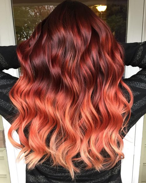 A ruddy ombre pilus color is when the pilus is dyed alongside ruddy in addition to some other color that gradually 27 Blazing Hot Red Ombre Hair Color Ideas