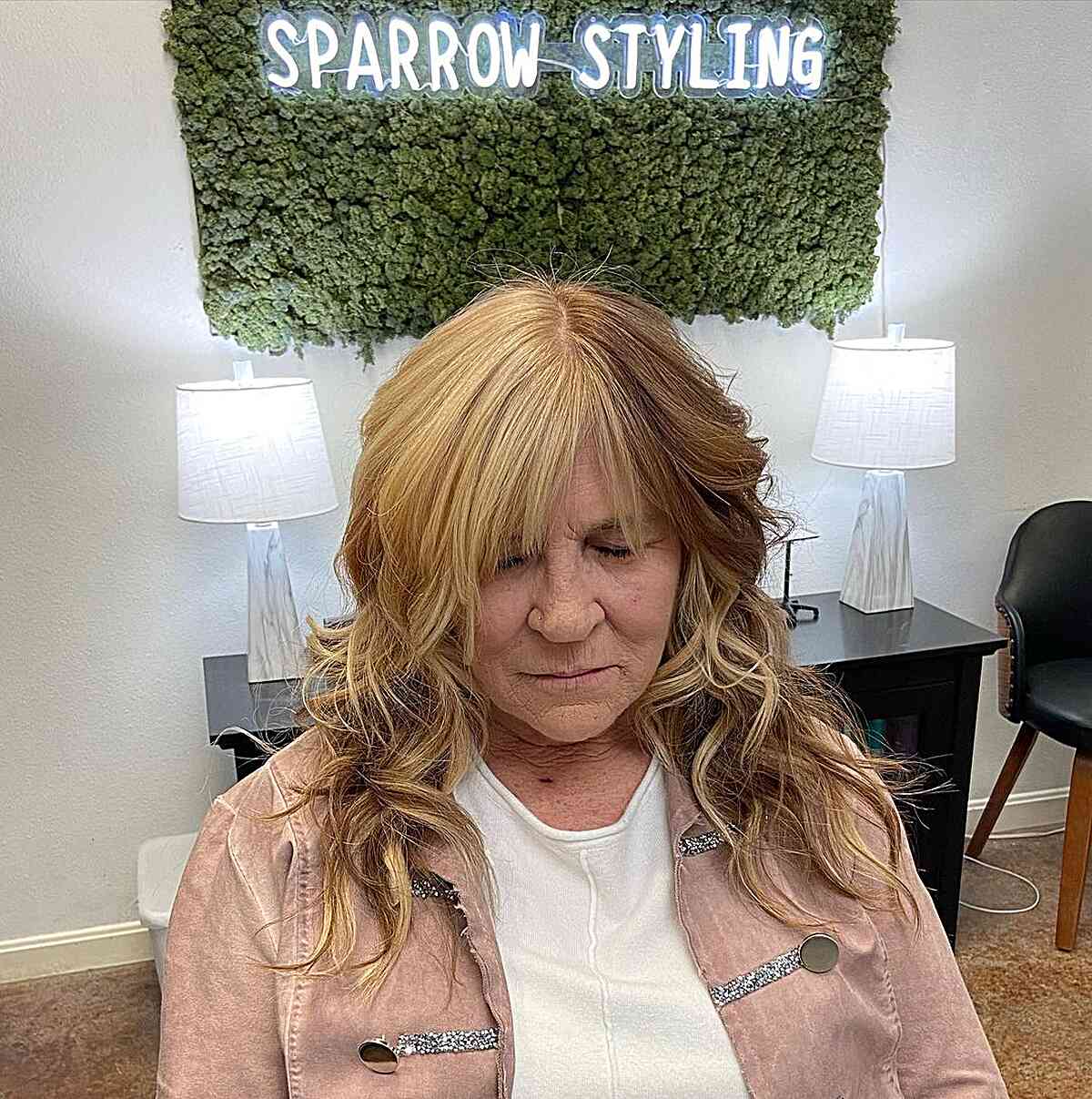 Caramel Blonde-Brown Split Hair Dye for Older Women