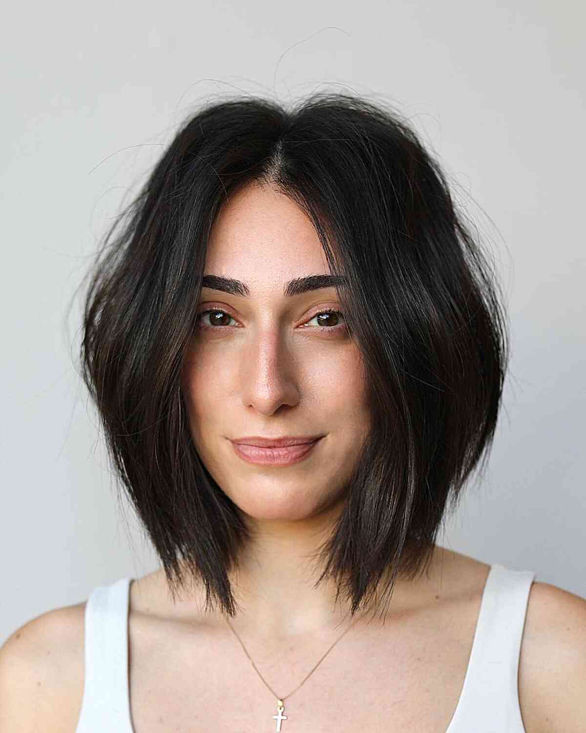 Center-Parted with Choppy Ends Simple Hairstyle