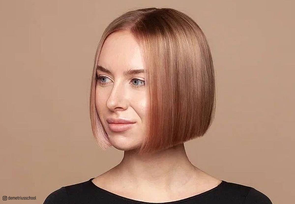 Image of Chin-length blunt bob with straight hair