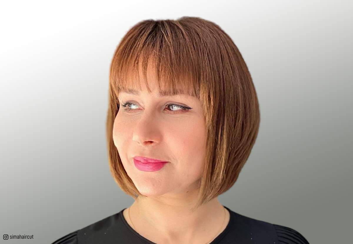 Image of Chin length bob with blunt bangs 1