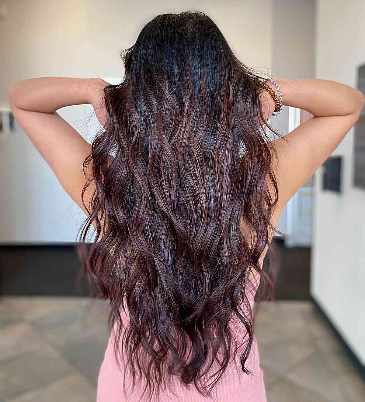 Very Long Chocolate Hair with Soft Cherry Cola Tones