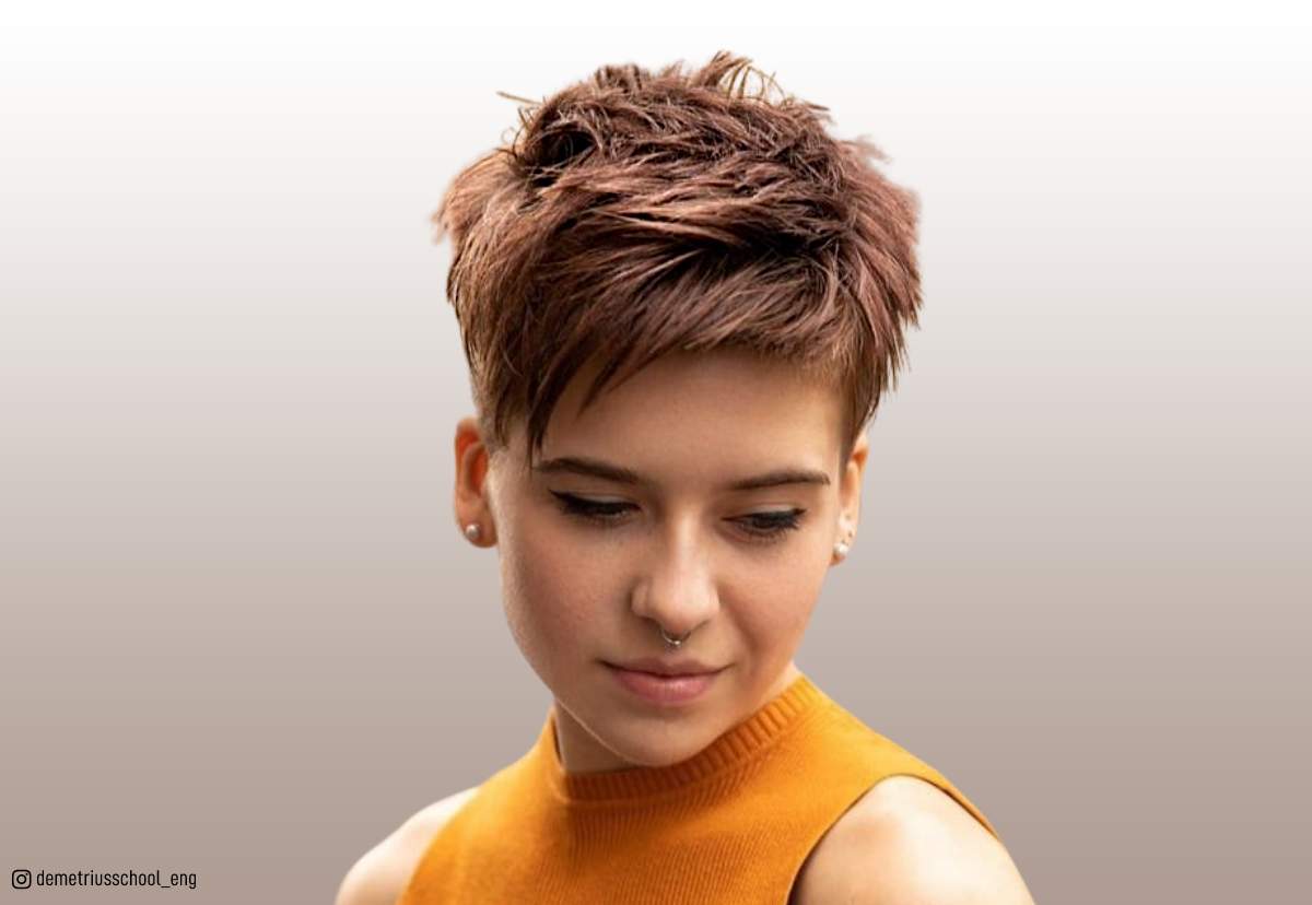 Image of Short choppy shaggy pixie haircut