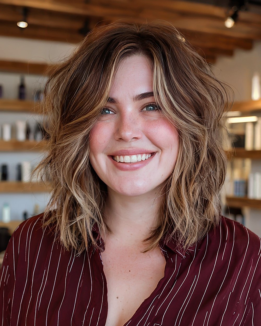 Shoulder-length haircut with choppy layers and volume for an alt layered hairstyle