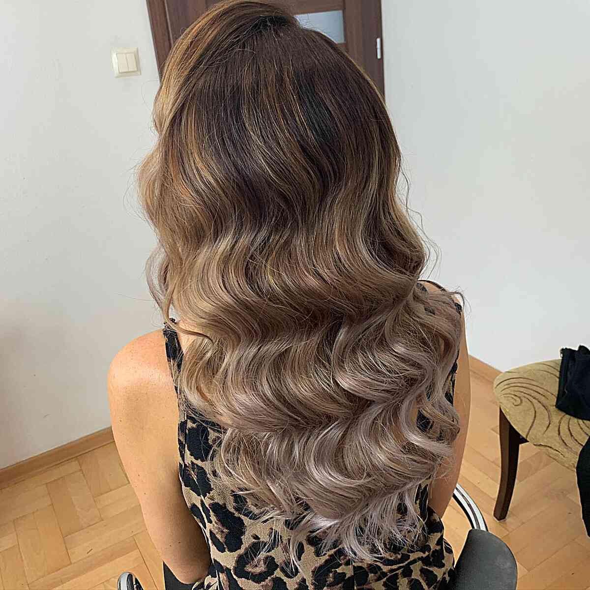 Long Classic Ash Ombre Wavy Hollywood Hair