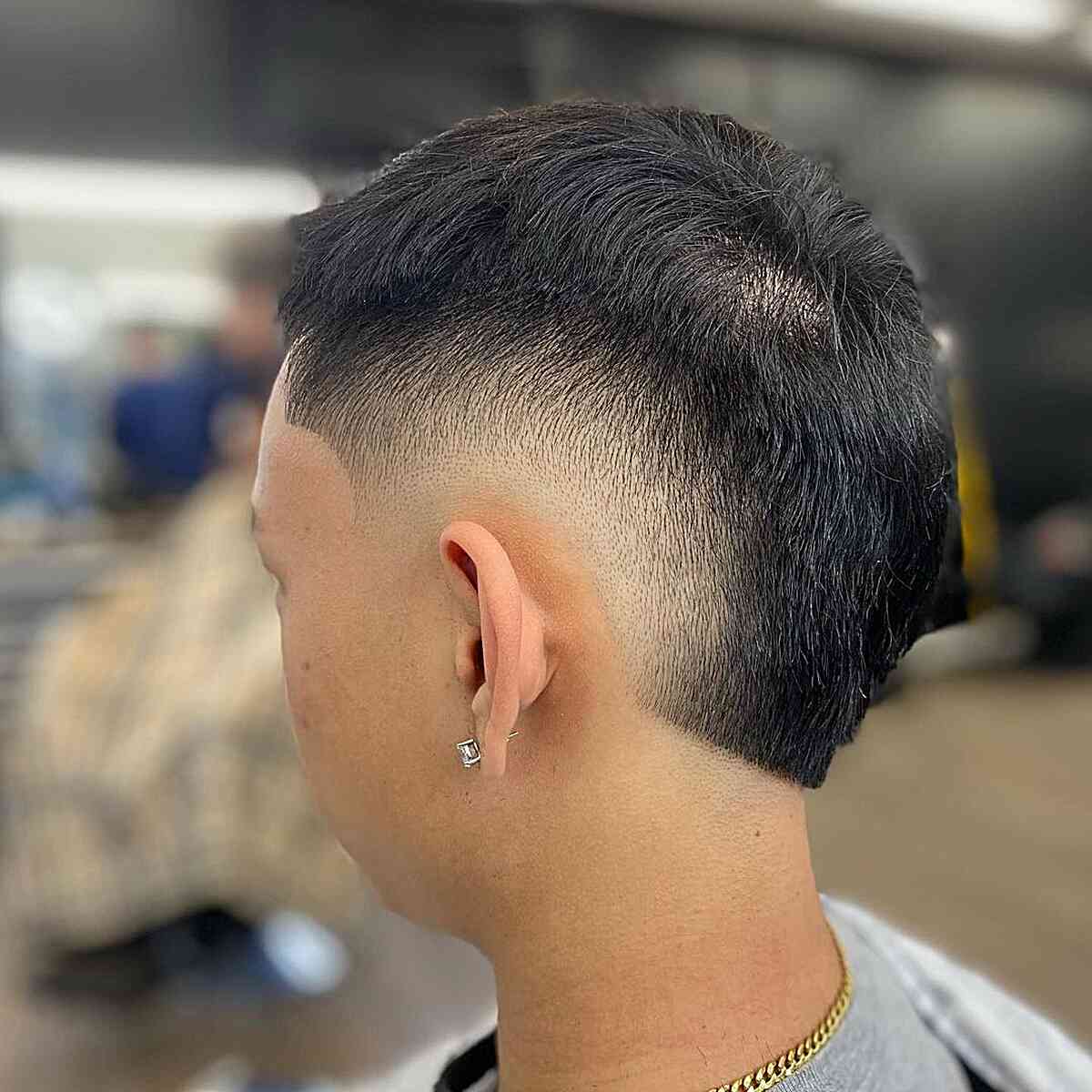 Clean Burst Fade with a V-Cut Nape for Gents