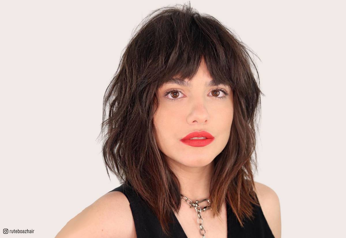 Image of Shaggy layered haircut with braids collarbone haircut