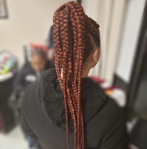 Red box braids are a type of braiding style that divides the pilus into Here are xv Hot Examples of Red Box Braids