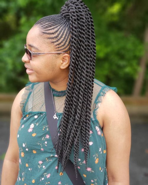 a casual yet creative braid running downwardly your dorsum volition teach you lot noticed without a dubiety 17 Hot Styles – Braided Ponytail for Black Hair inwards 2019