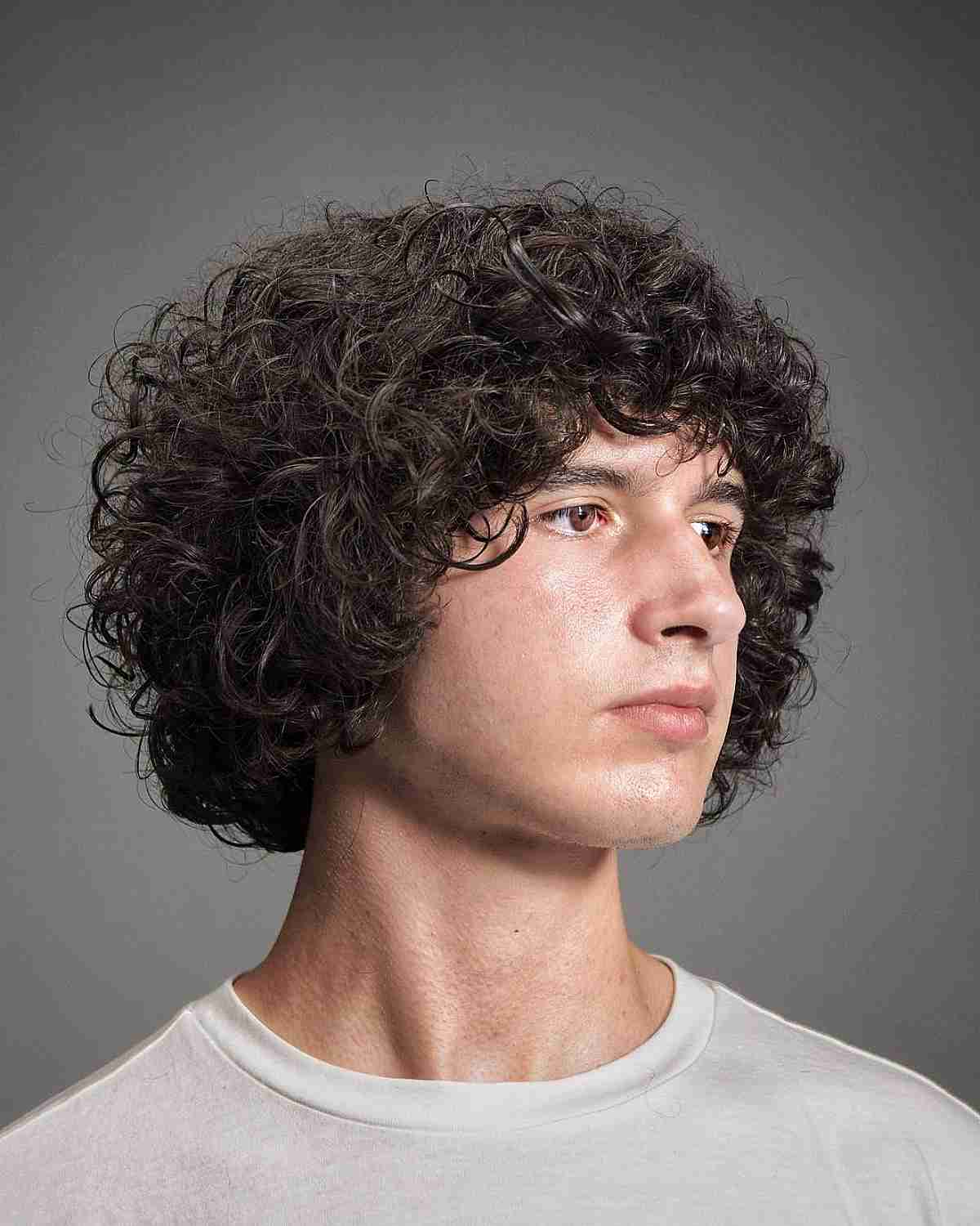 Curly Bob with Layers and Bangs for Guys