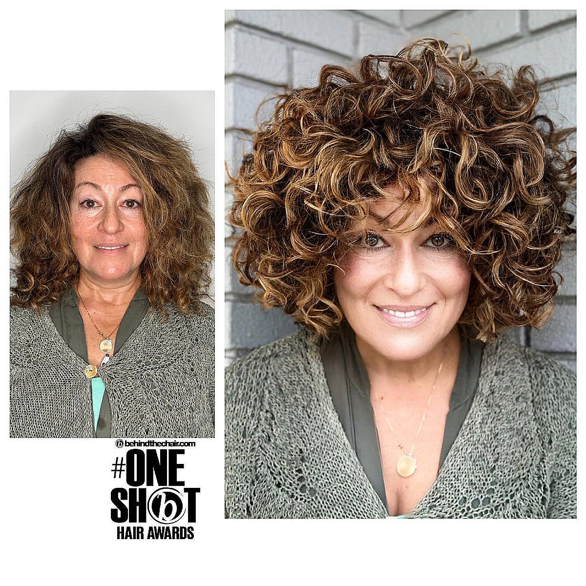 Image of Voluminous curls hairstyle for over 60