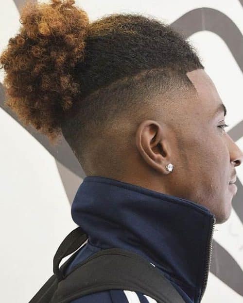 The clean curly man bun