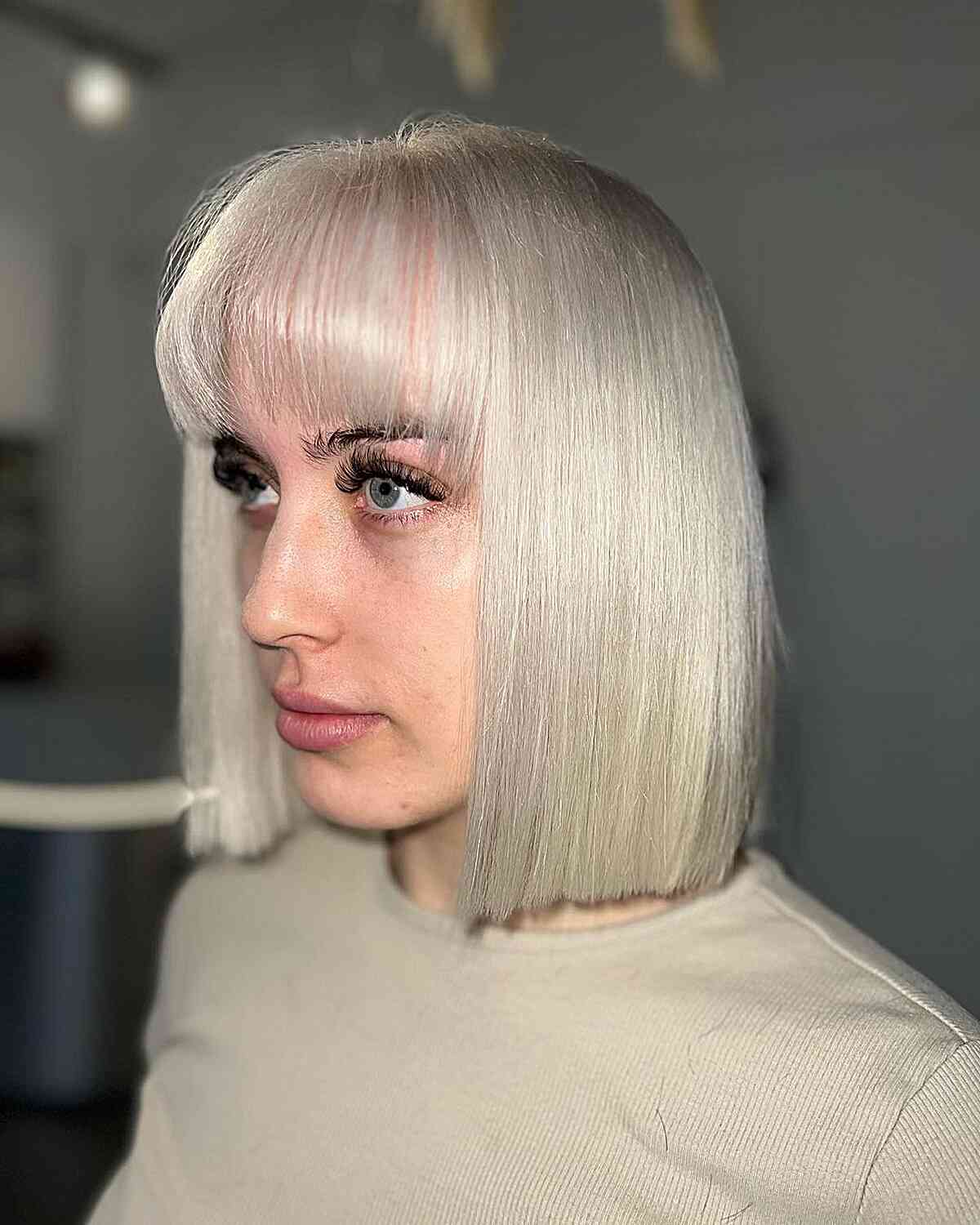 Cute blunt icy blonde hairstyles