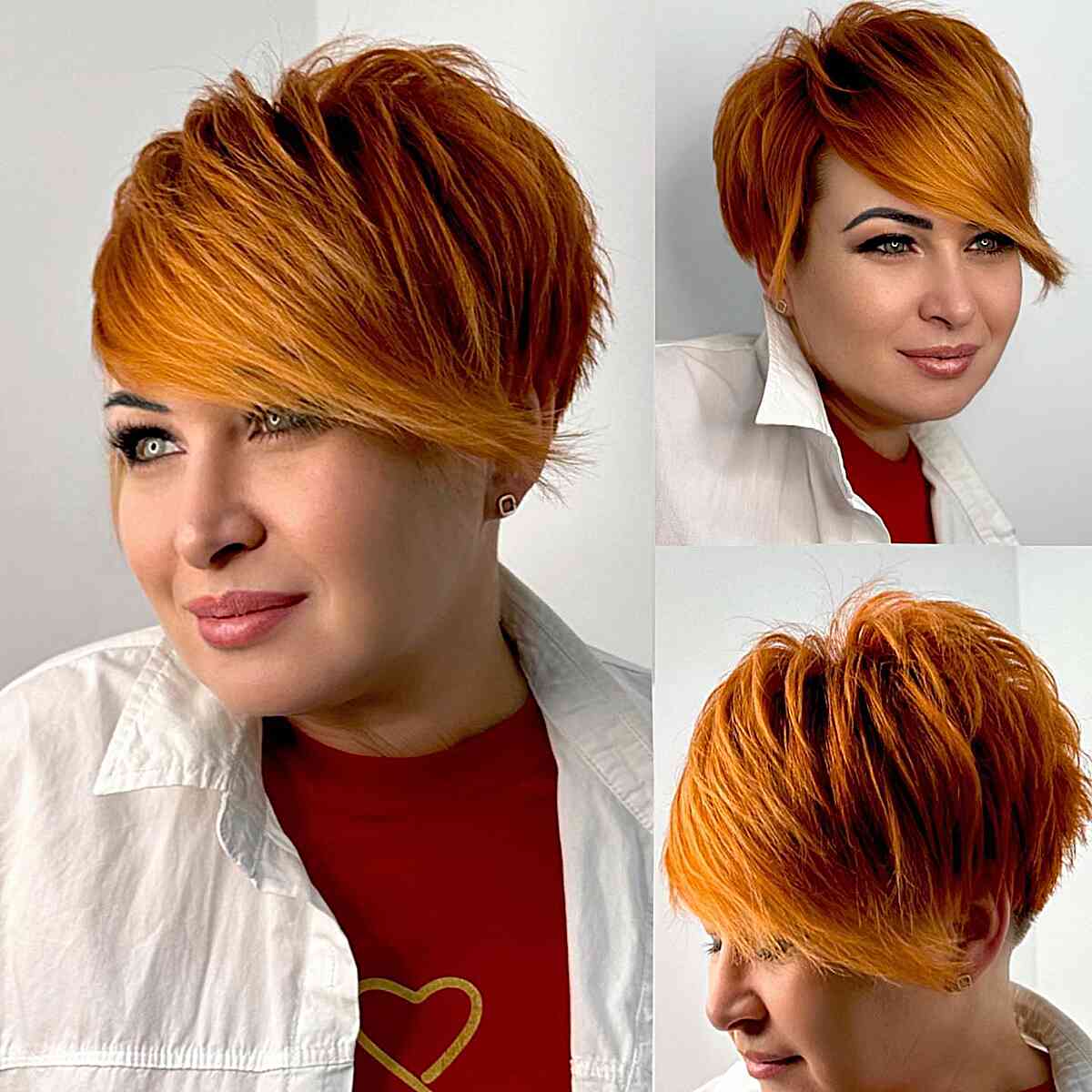 Cute Choppy Pixie Cut with Long Bangs for Round Faces