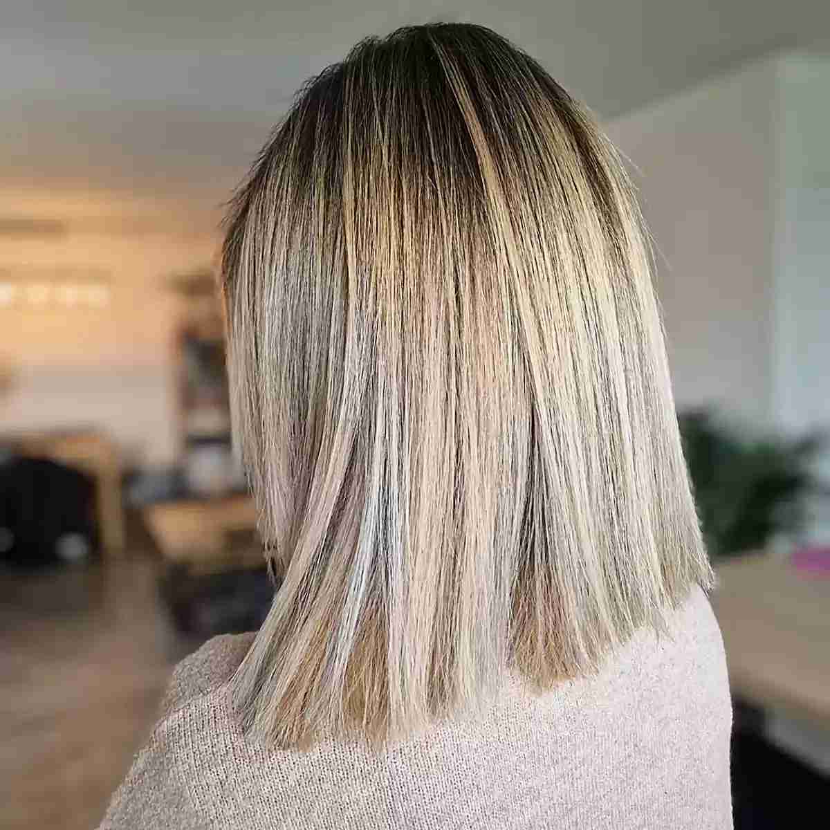 Cute straight shoulder length ombre bob