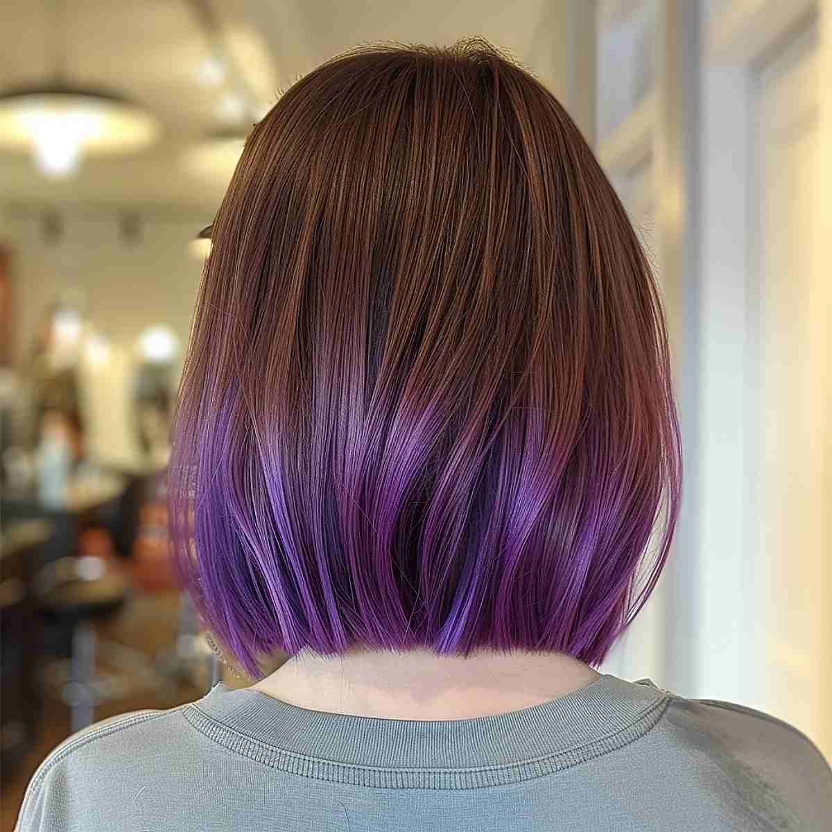 Dark auburn to bright plum ombre