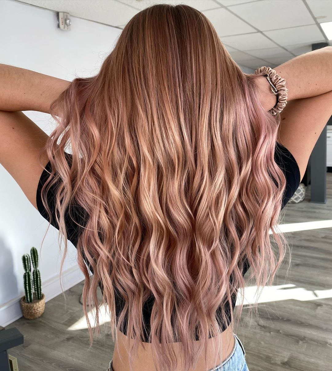 Dark Blonde Hair with Strawberry Highlights