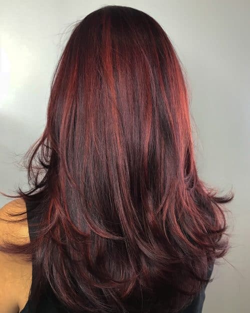 Dark Brown Hair With Light Red Highlights