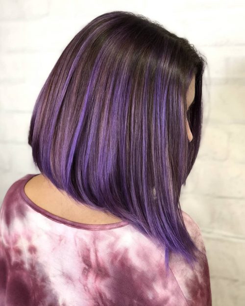 Purple Ombre Highlights on Deep Brown Hair