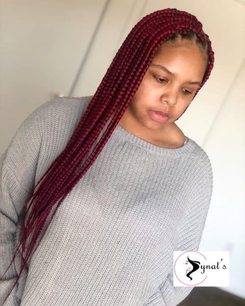 Red box braids are a type of braiding style that divides the pilus into Here are xv Hot Examples of Red Box Braids