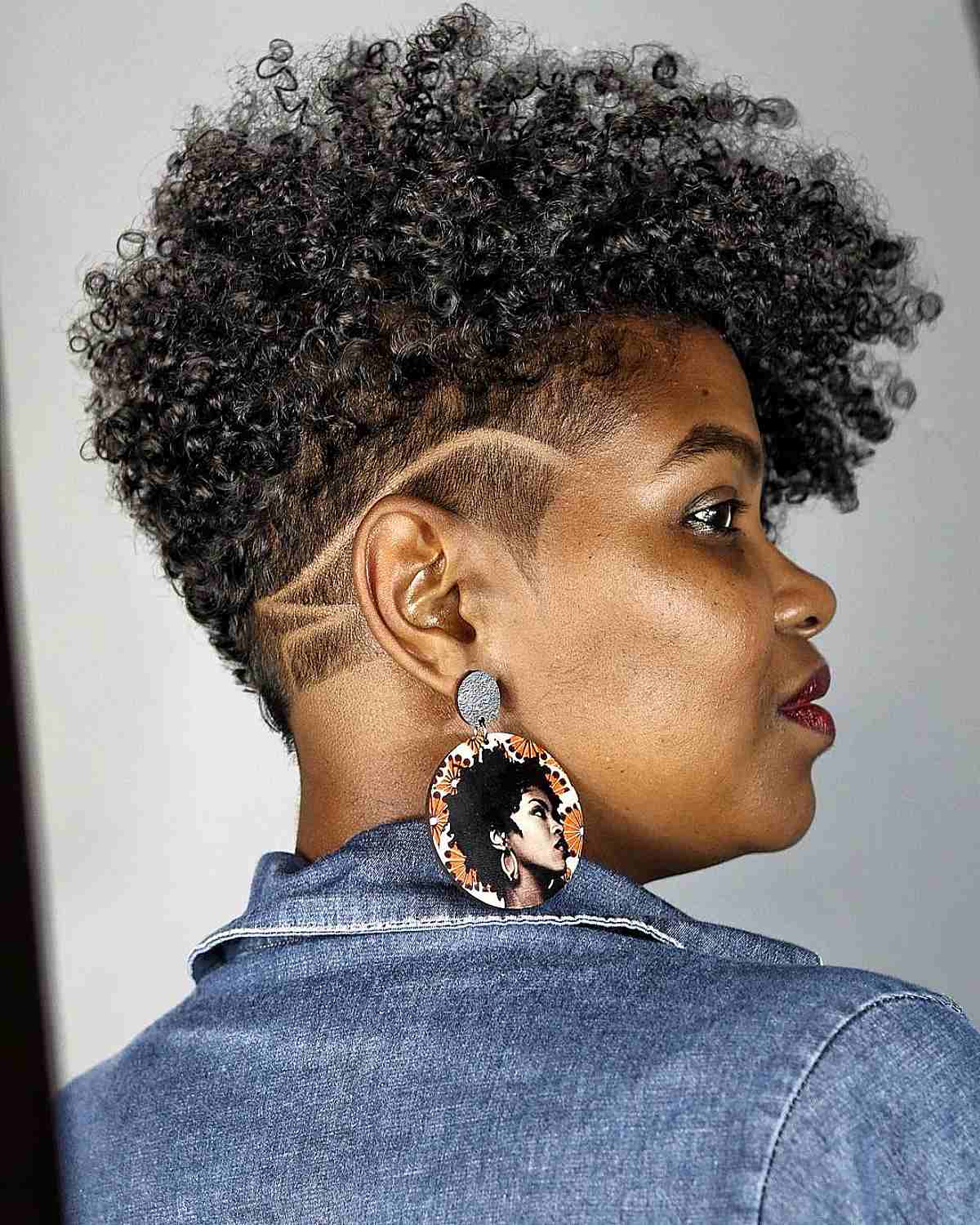 Disconnected Curly Pixie Cut with Shaved Designs