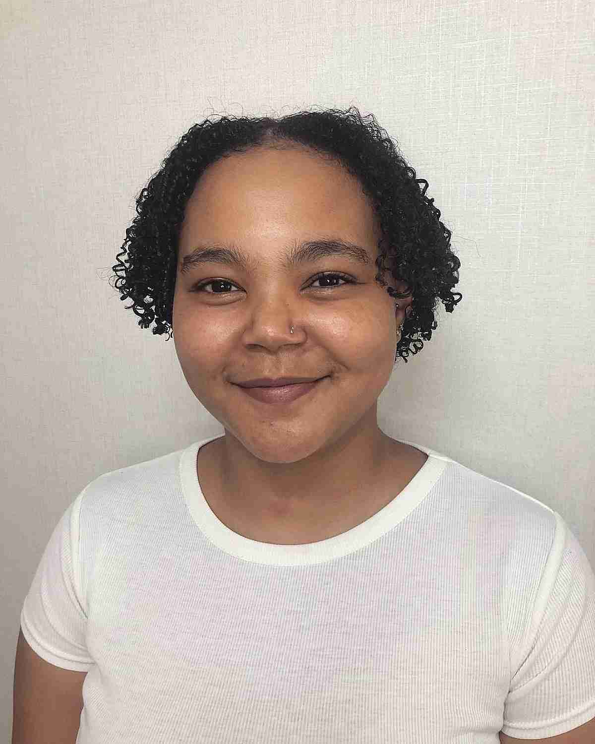 Ear-Length Curly Haircut with a Middle Part