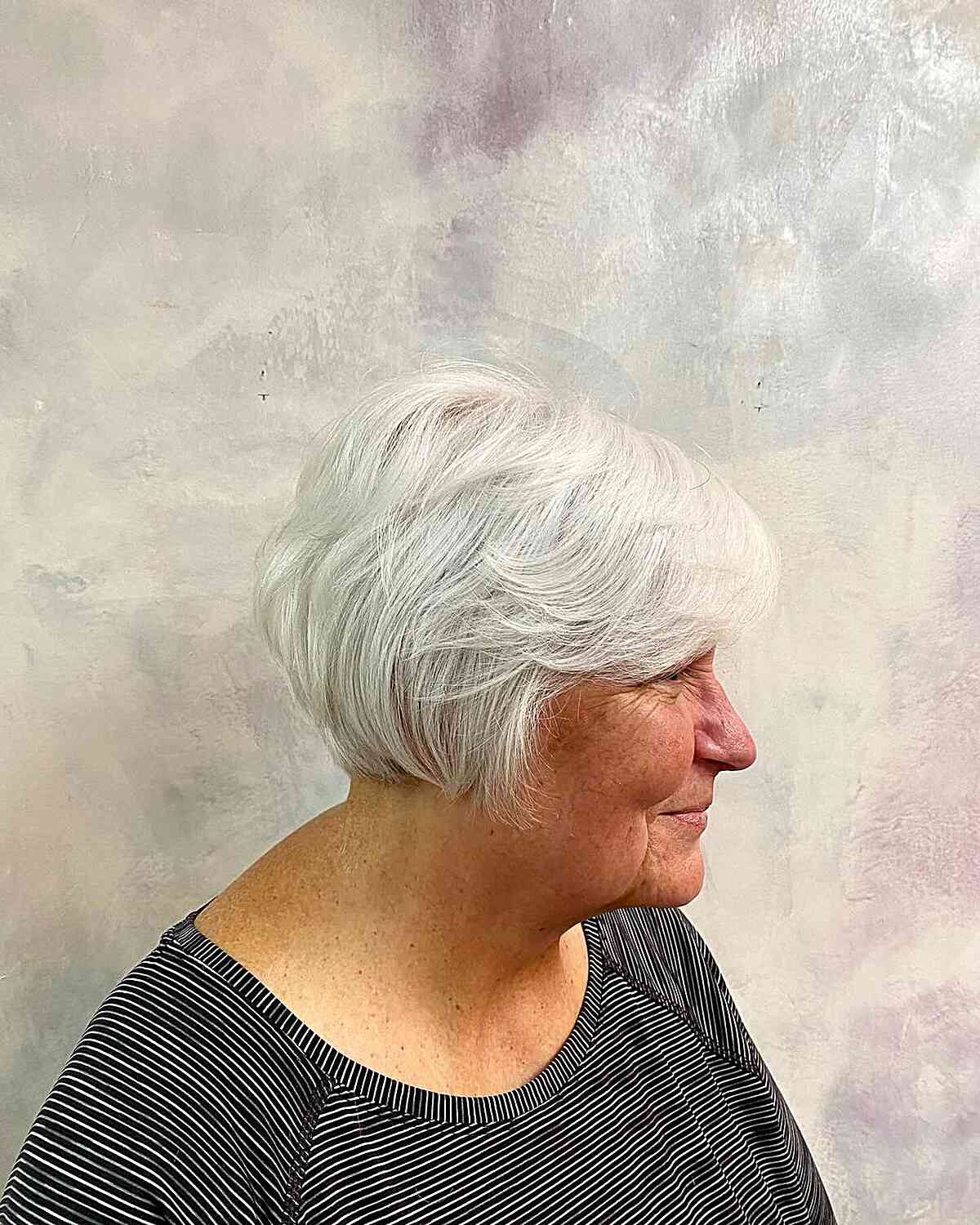 Ear-Length Pixie Bob on Seniors' White Hair Over 70