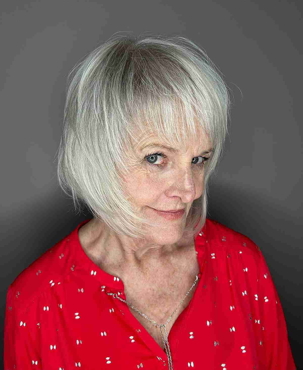 Edgy Shaggy and Textured Bob with Bangs for Old Ladies