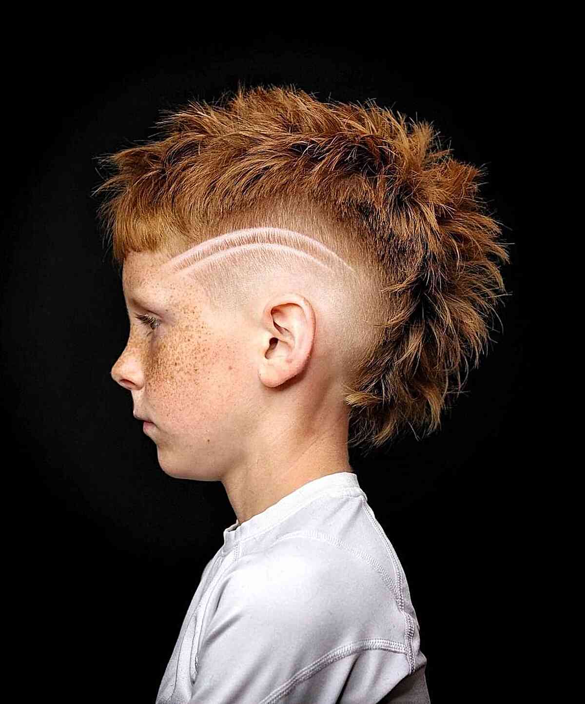 Edgy Spiky Undercut Mohawk with Lines for Boys