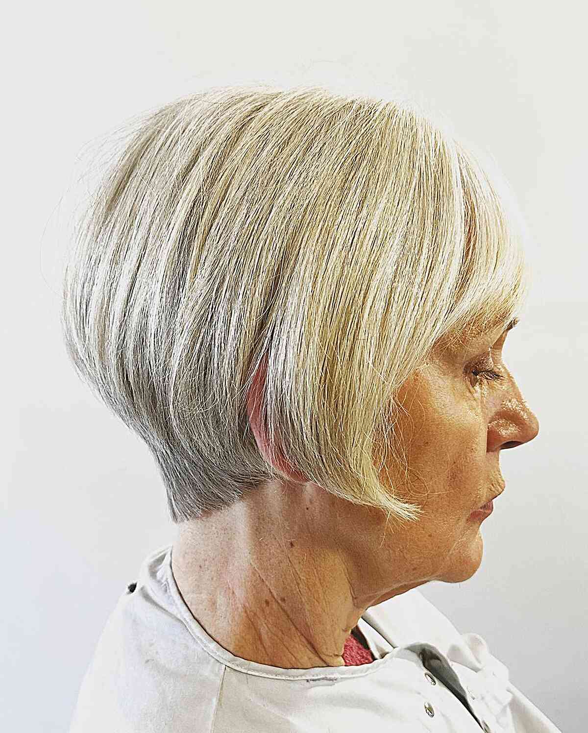 Elegant graduated short bob for older women