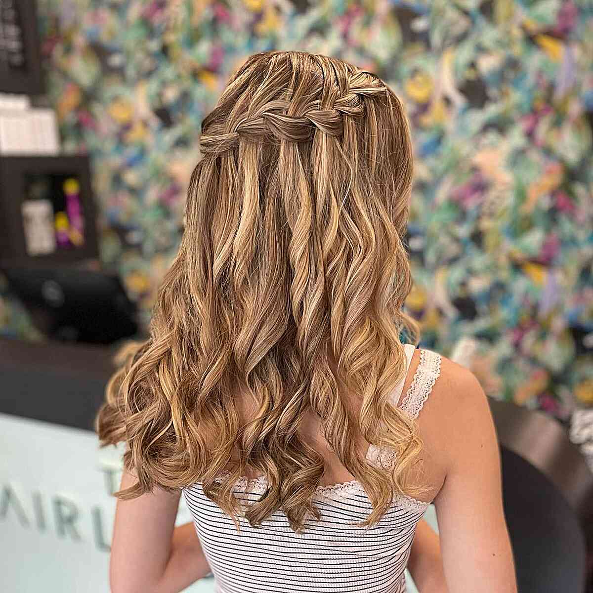Elegant Waterfall Braid on Medium Hair