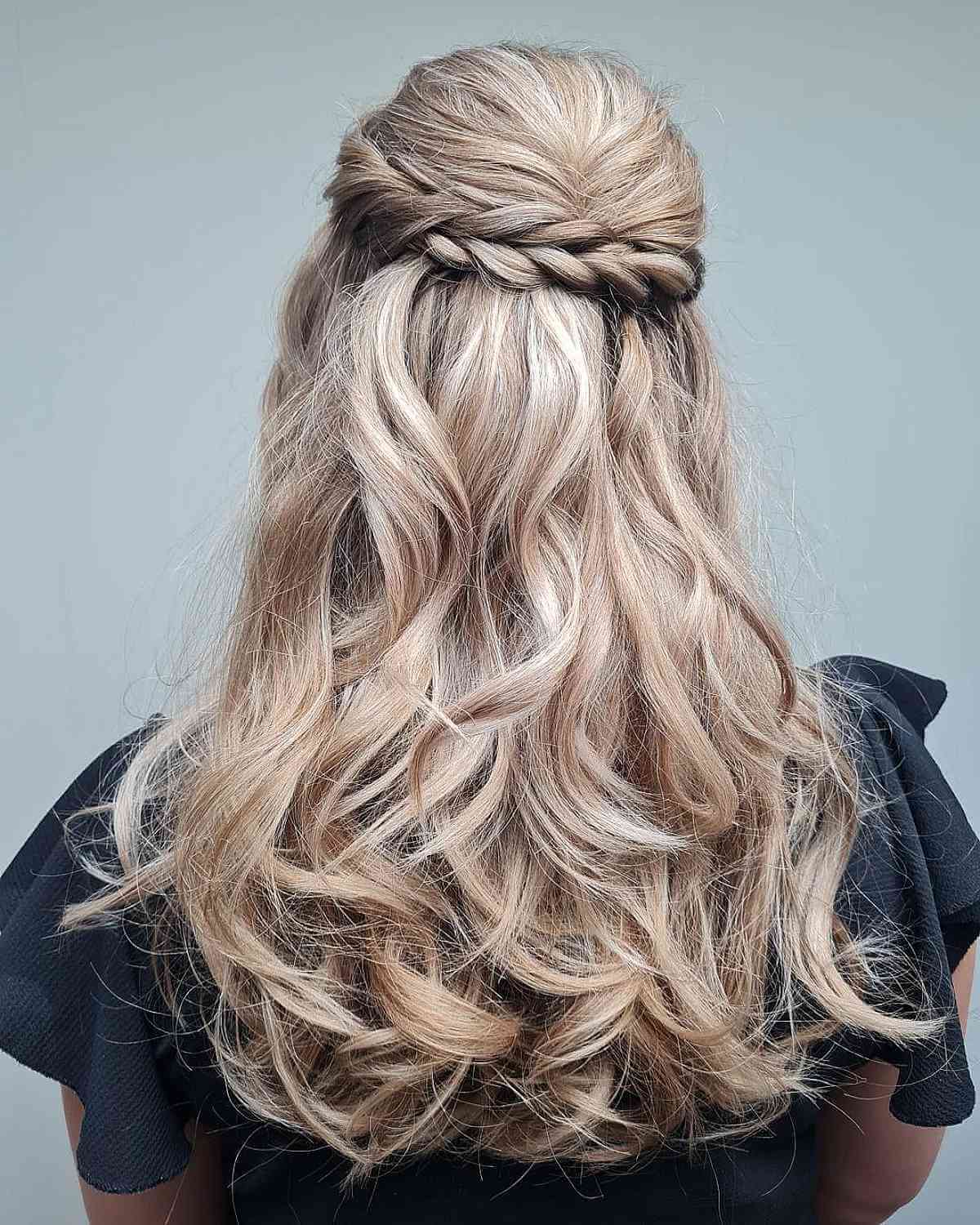 Eye-Catching Half Updo with Braided Chains