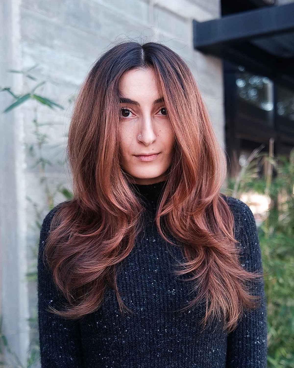 Tousled long face-framing layers