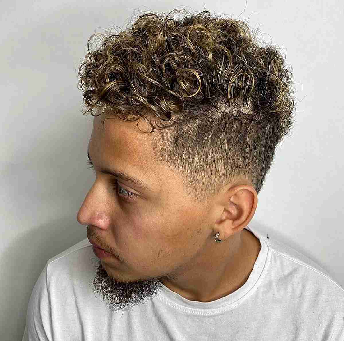 Faded Cut with Dimensional Curls for Guys